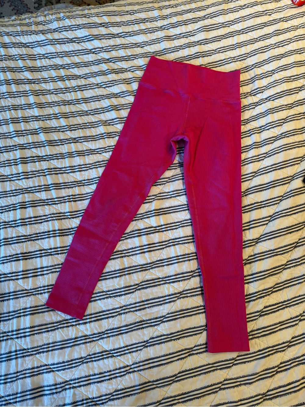 Hot Pink Ribbed Athleta Leggings